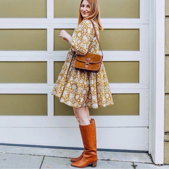 DAUGHTERS OF INDIA Kyra Block Print Cotton Mini Dress Size Small S - Picture 2 of 11